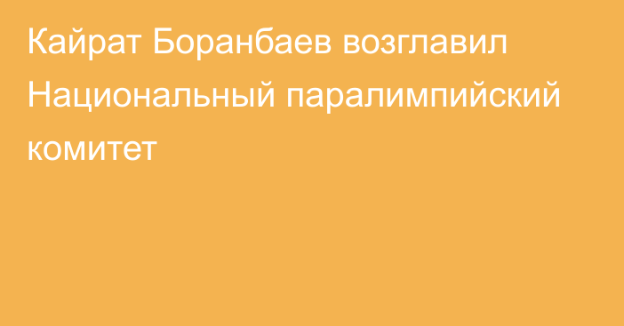 Кайрат Боранбаев возглавил Национальный паралимпийский комитет