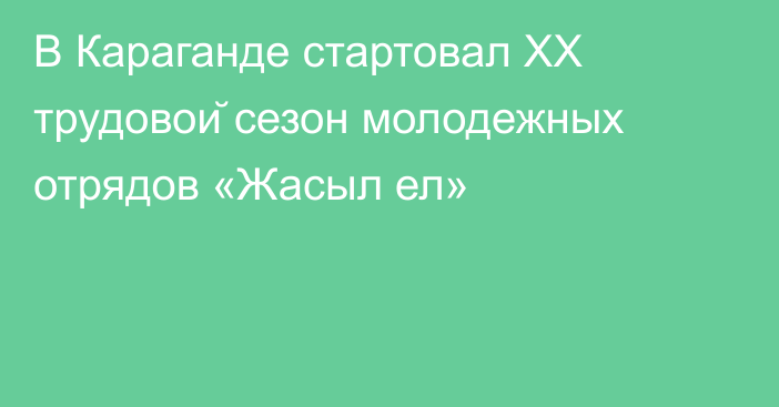 В Караганде стартовал XХ трудовой сезон молодежных отрядов «Жасыл ел»