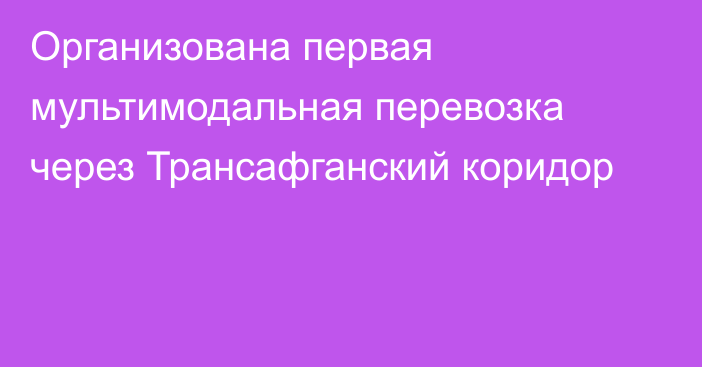 Организована первая мультимодальная перевозка через Трансафганский коридор