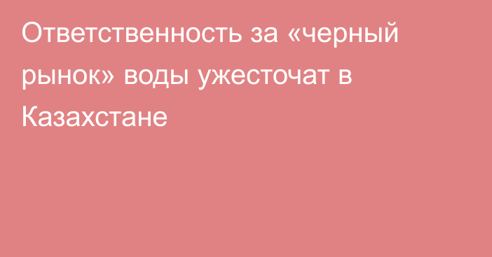 Ответственность за «черный рынок» воды ужесточат в Казахстане