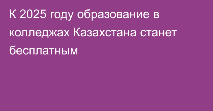 К 2025 году образование в колледжах Казахстана станет бесплатным