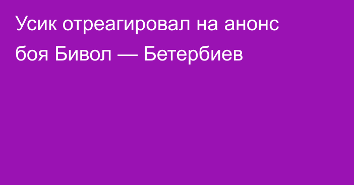 Усик отреагировал на анонс боя Бивол — Бетербиев