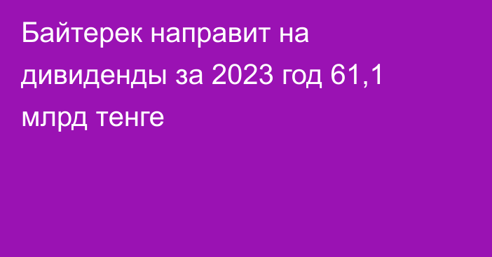 Байтерек направит на дивиденды за 2023 год 61,1 млрд тенге