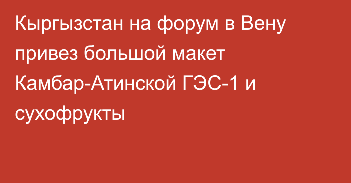 Кыргызстан на форум в Вену привез большой макет Камбар-Атинской ГЭС-1 и сухофрукты