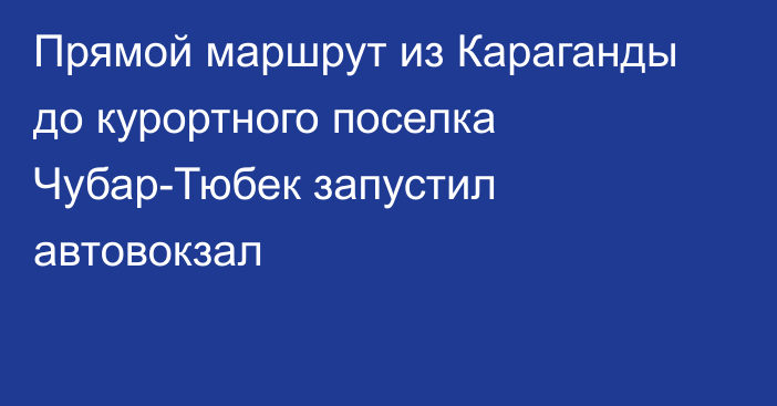 Прямой маршрут из Караганды до курортного поселка Чубар-Тюбек запустил автовокзал