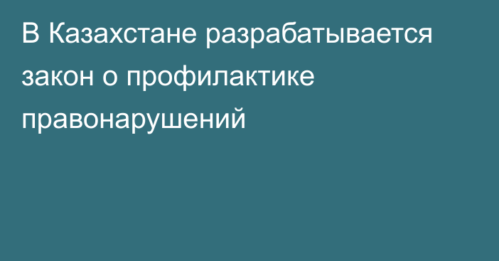 В Казахстане разрабатывается закон о профилактике правонарушений