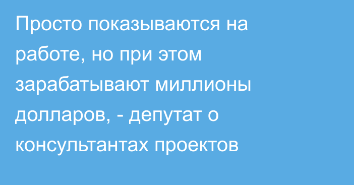 Просто показываются на работе, но при этом зарабатывают миллионы долларов, - депутат о консультантах проектов