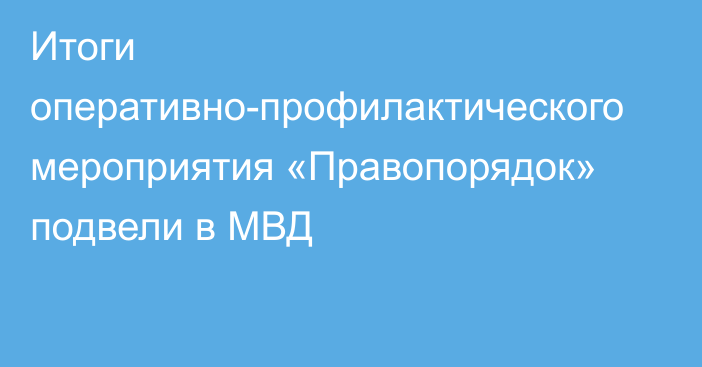 Итоги оперативно-профилактического мероприятия «Правопорядок» подвели в МВД