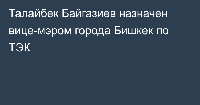 Талайбек Байгазиев назначен вице-мэром города Бишкек по ТЭК