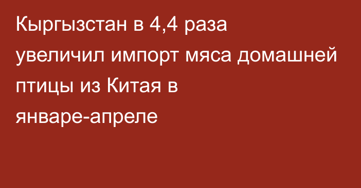 Кыргызстан в 4,4 раза увеличил импорт мяса домашней птицы из Китая в январе-апреле 