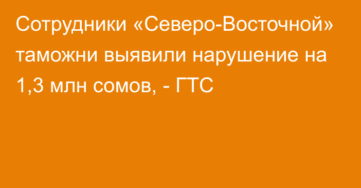 Сотрудники «Северо-Восточной» таможни выявили нарушение на 1,3 млн сомов, - ГТС