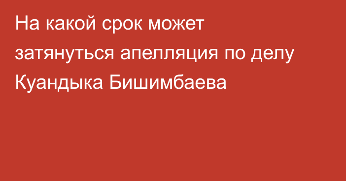 На какой срок может затянуться апелляция по делу Куандыка Бишимбаева