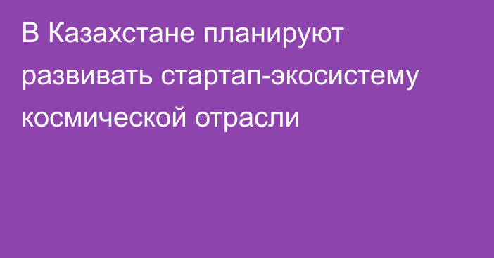 В Казахстане планируют развивать стартап-экосистему космической отрасли