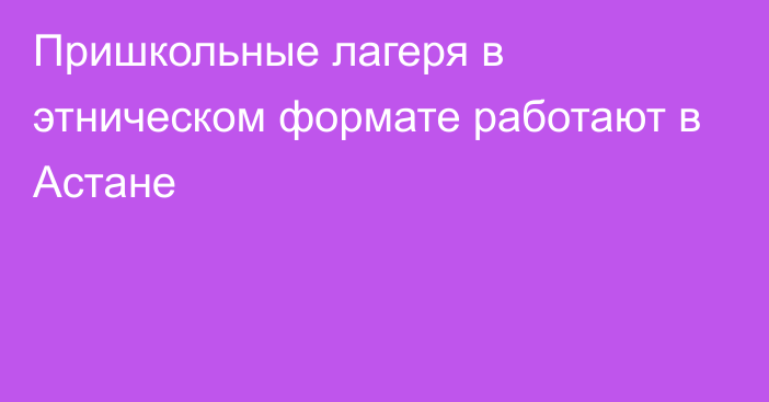 Пришкольные лагеря в этническом формате работают в Астане