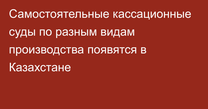 Самостоятельные кассационные суды по разным видам производства появятся в Казахстане