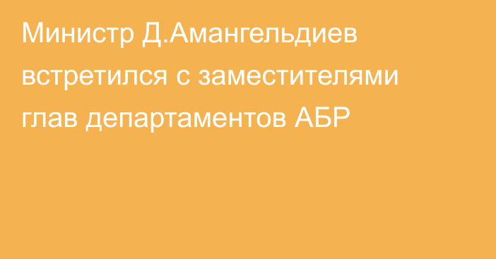 Министр Д.Амангельдиев встретился с заместителями глав департаментов АБР