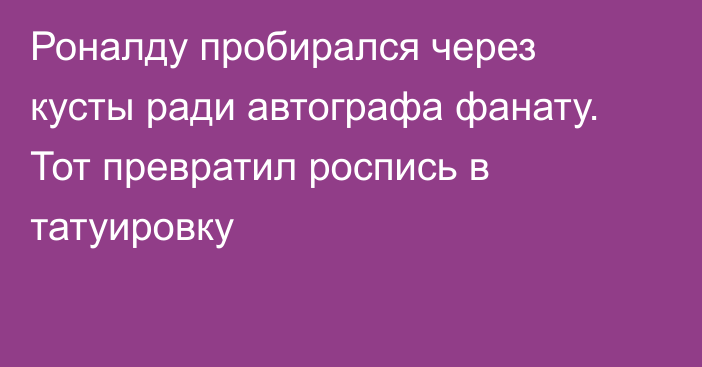 Роналду пробирался через кусты ради автографа фанату. Тот превратил роспись в татуировку