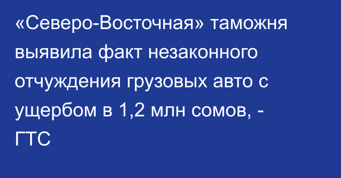 «Северо-Восточная» таможня выявила факт незаконного отчуждения грузовых авто с ущербом в 1,2 млн сомов, - ГТС