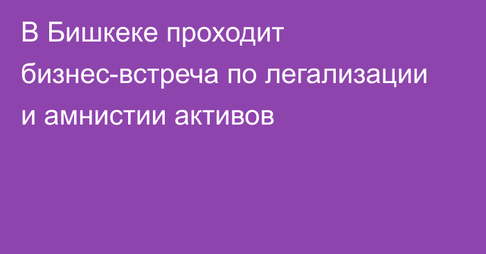 В Бишкеке проходит бизнес-встреча по легализации и амнистии активов 