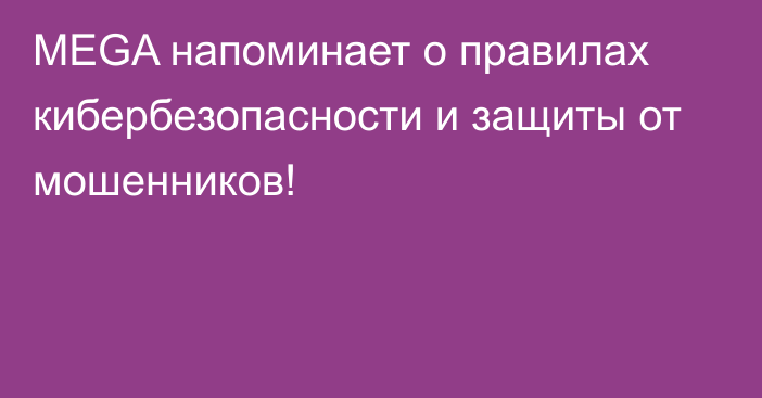 MEGA напоминает о правилах кибербезопасности и защиты от мошенников! 