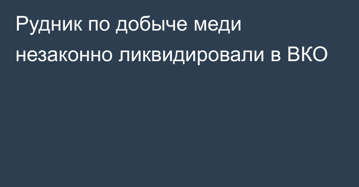 Рудник по добыче меди незаконно ликвидировали в ВКО