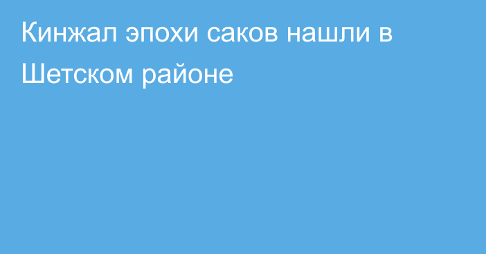 Кинжал эпохи саков нашли в Шетском районе