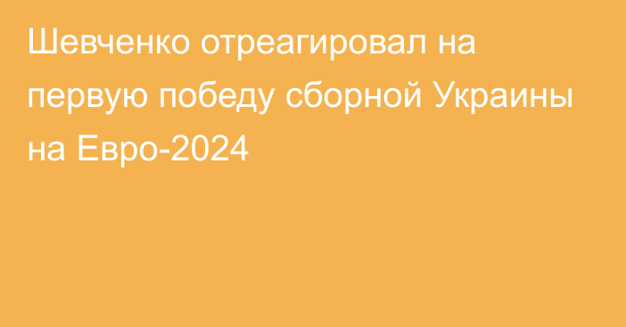 Шевченко отреагировал на первую победу сборной Украины на Евро-2024