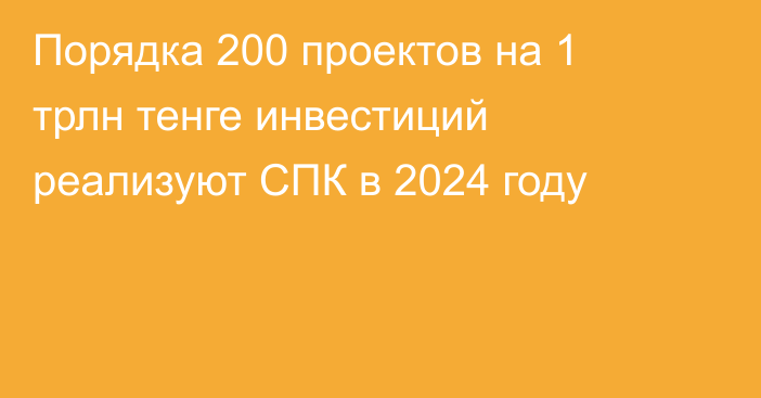 Порядка 200 проектов на 1 трлн тенге инвестиций реализуют СПК в 2024 году