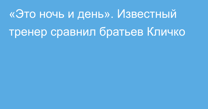 «Это ночь и день». Известный тренер сравнил братьев Кличко