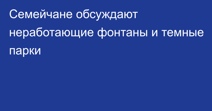 Семейчане обсуждают неработающие фонтаны и темные парки