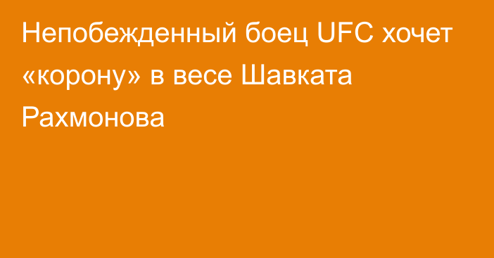 Непобежденный боец UFC хочет «корону» в весе Шавката Рахмонова