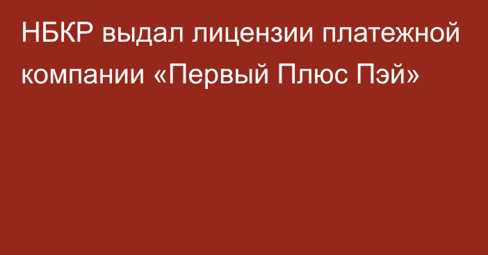 НБКР выдал лицензии платежной компании «Первый Плюс Пэй»