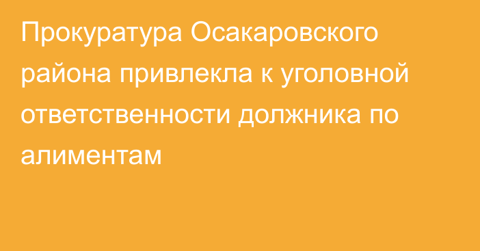 Прокуратура Осакаровского района привлекла к уголовной ответственности должника по алиментам