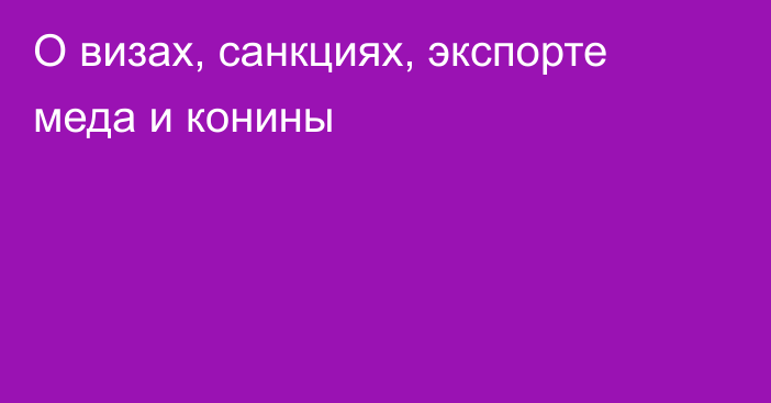 О визах, санкциях, экспорте меда и конины