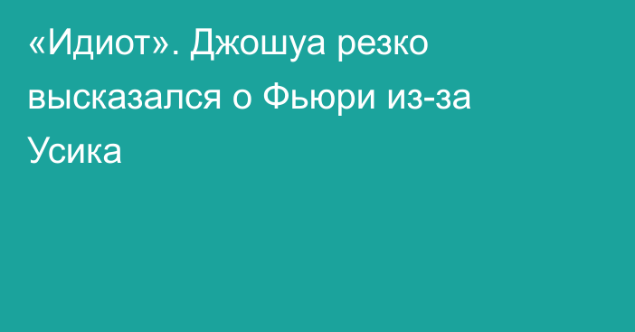 «Идиот». Джошуа резко высказался о Фьюри из-за Усика