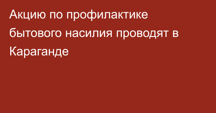 Акцию по профилактике бытового насилия проводят в Караганде