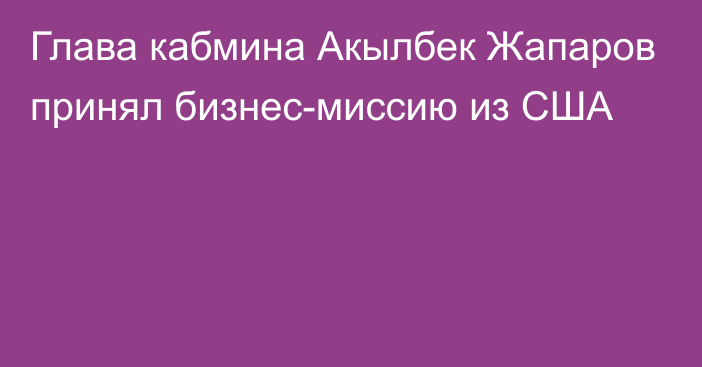 Глава кабмина Акылбек Жапаров принял бизнес-миссию из США