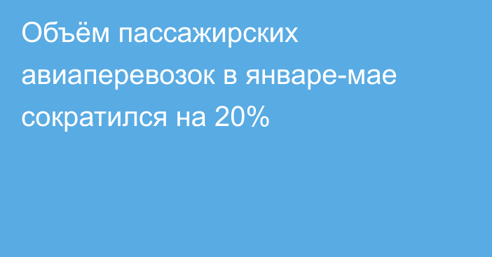 Объём пассажирских авиаперевозок в январе-мае сократился на 20%