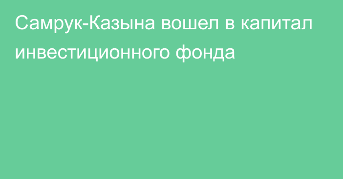 Самрук-Казына вошел в капитал инвестиционного фонда