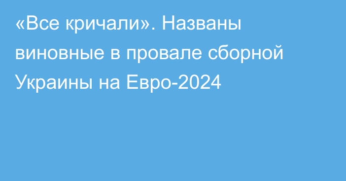 «Все кричали». Названы виновные в провале сборной Украины на Евро-2024