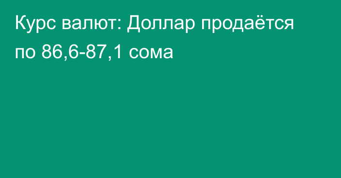 Курс валют: Доллар продаётся по 86,6-87,1 сома