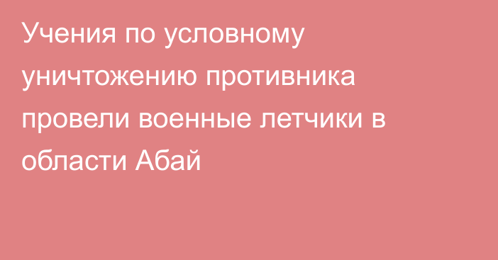 Учения по  условному уничтожению противника провели военные летчики в области Абай