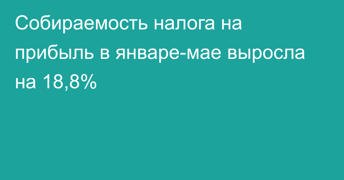 Собираемость налога на прибыль в январе-мае выросла на 18,8%