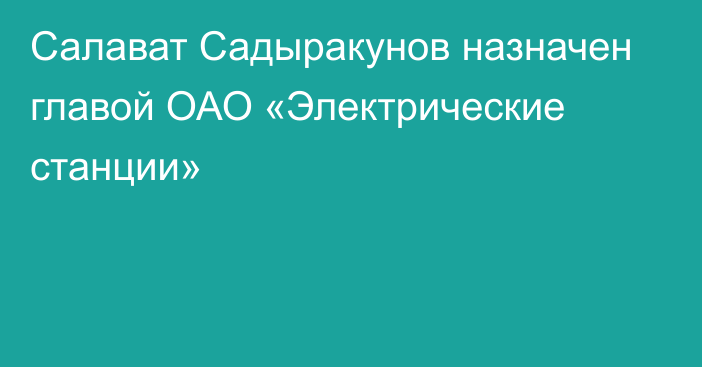 Салават Садыракунов назначен главой ОАО «Электрические станции»