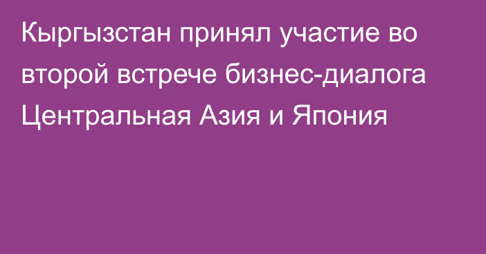 Кыргызстан принял участие во второй встрече бизнес-диалога Центральная Азия и Япония