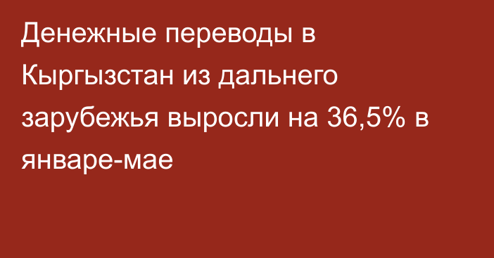 Денежные переводы в Кыргызстан из дальнего зарубежья выросли на 36,5% в январе-мае