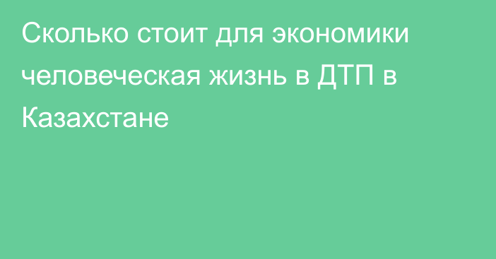 Сколько стоит для экономики человеческая жизнь в ДТП в Казахстане