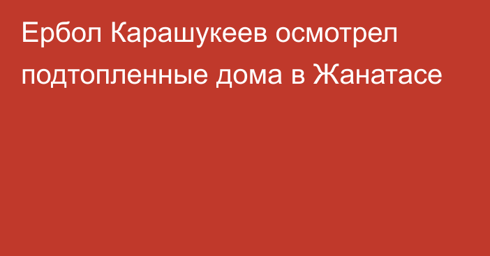 Ербол Карашукеев осмотрел подтопленные дома в Жанатасе