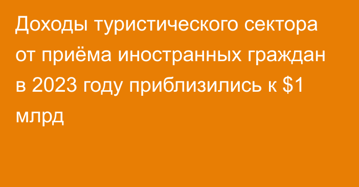 Доходы туристического сектора от приёма иностранных граждан в 2023 году приблизились к $1 млрд