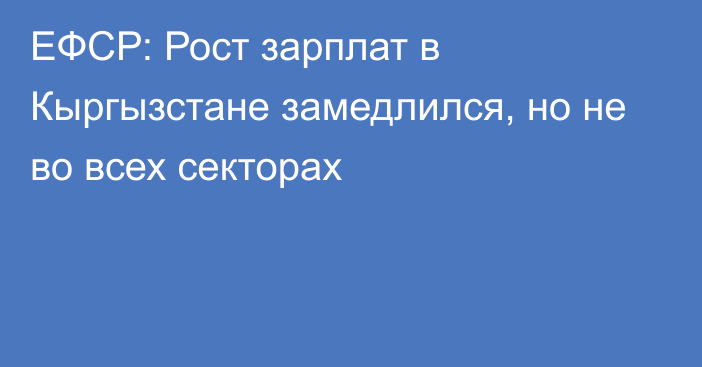 ЕФСР: Рост зарплат в Кыргызстане замедлился, но не во всех секторах